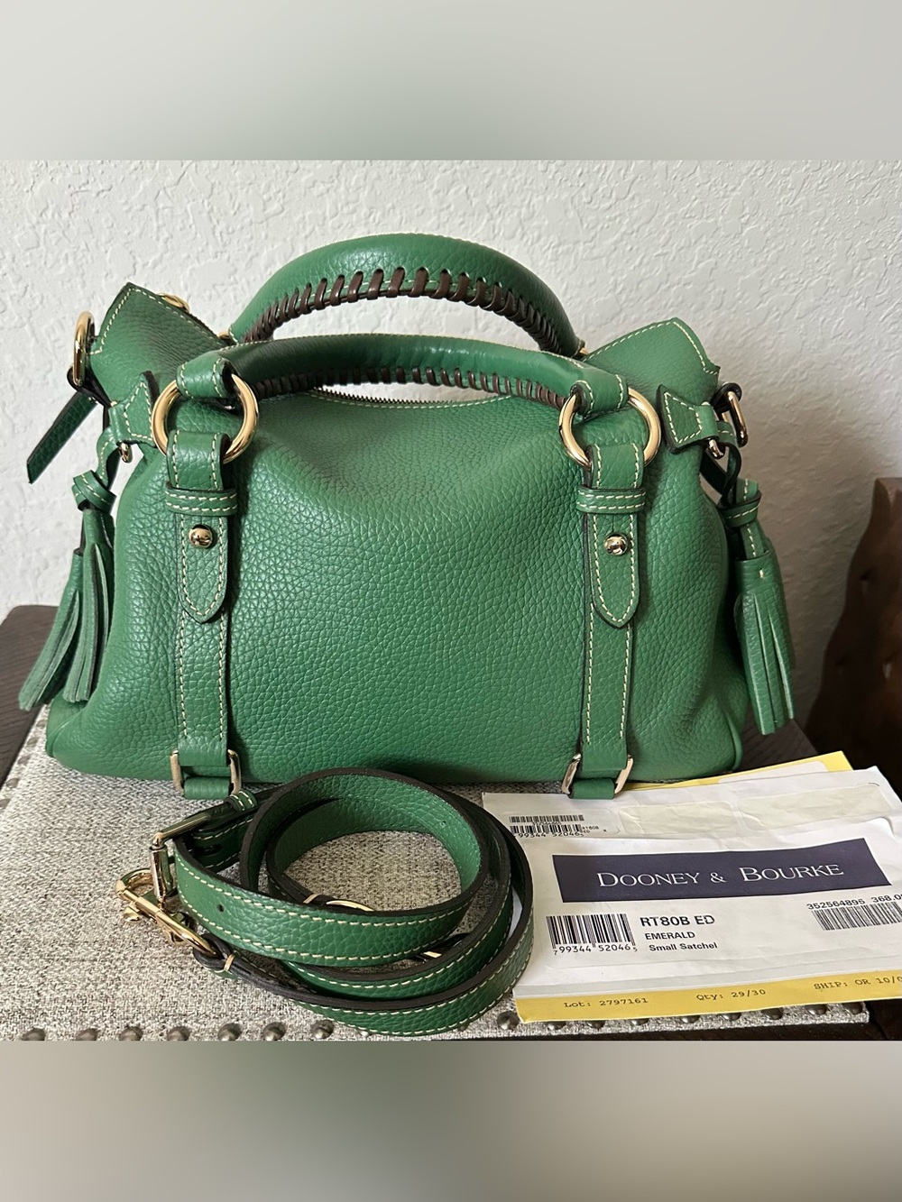 Dooney & Bourke Small Pebbled Leather Satchel - Emerlad - Picture 4 of 11